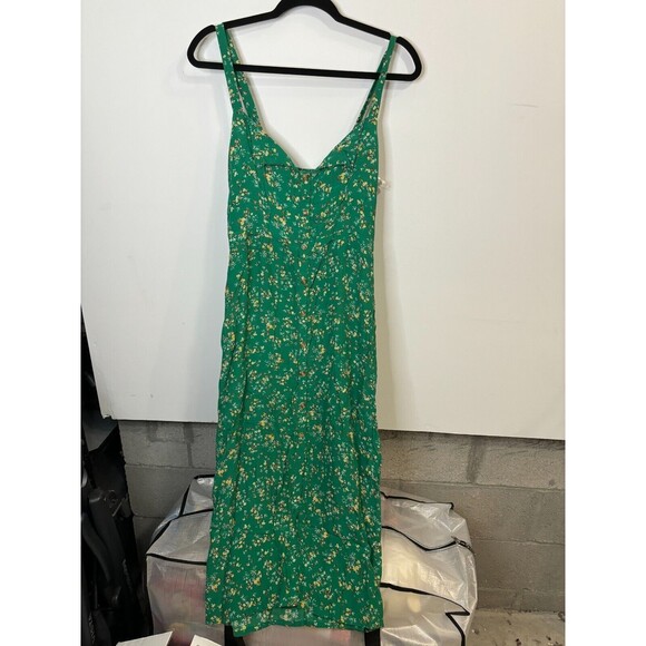 FAITHFULL THE BRAND Dresses & Skirts - Faithfull The Brand Womens Sleeveless Midi Floral Front Button Green Dress M